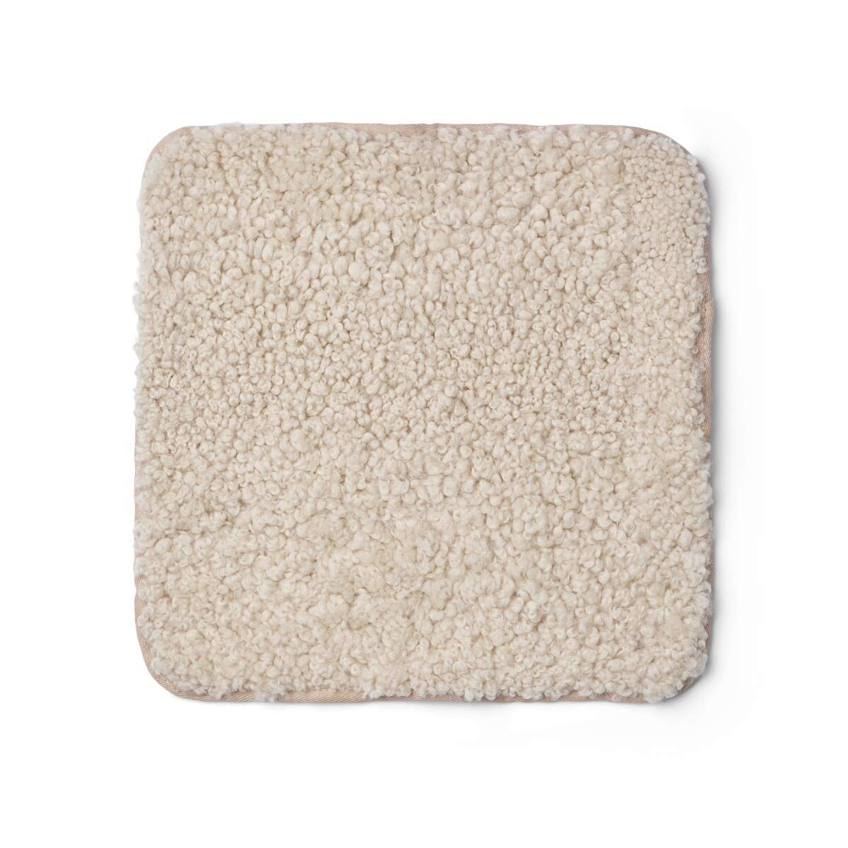 Dessus de siège en peau de mouton tibétaine | Ø38 cm Perle
