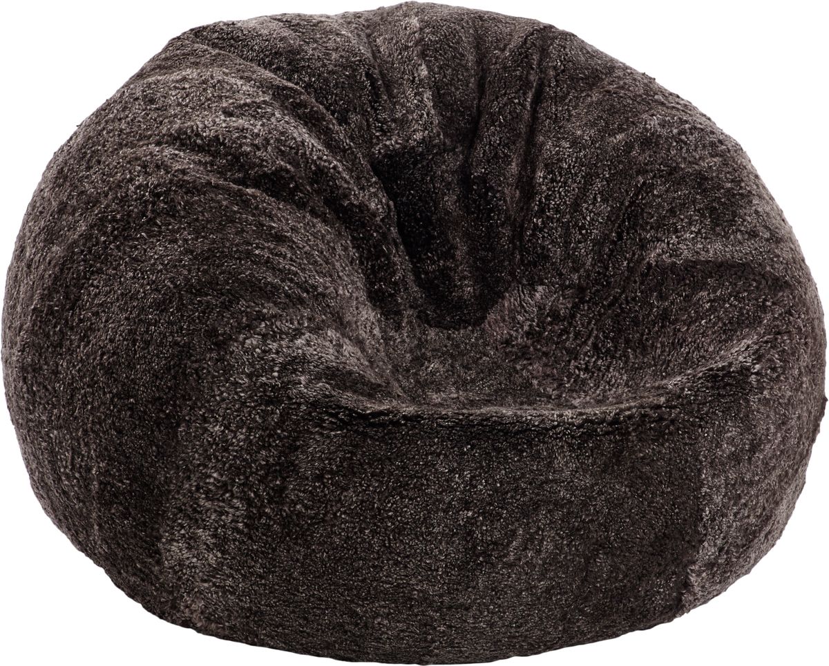 Pouf rond en peau de mouton à laine courte Cappuccino