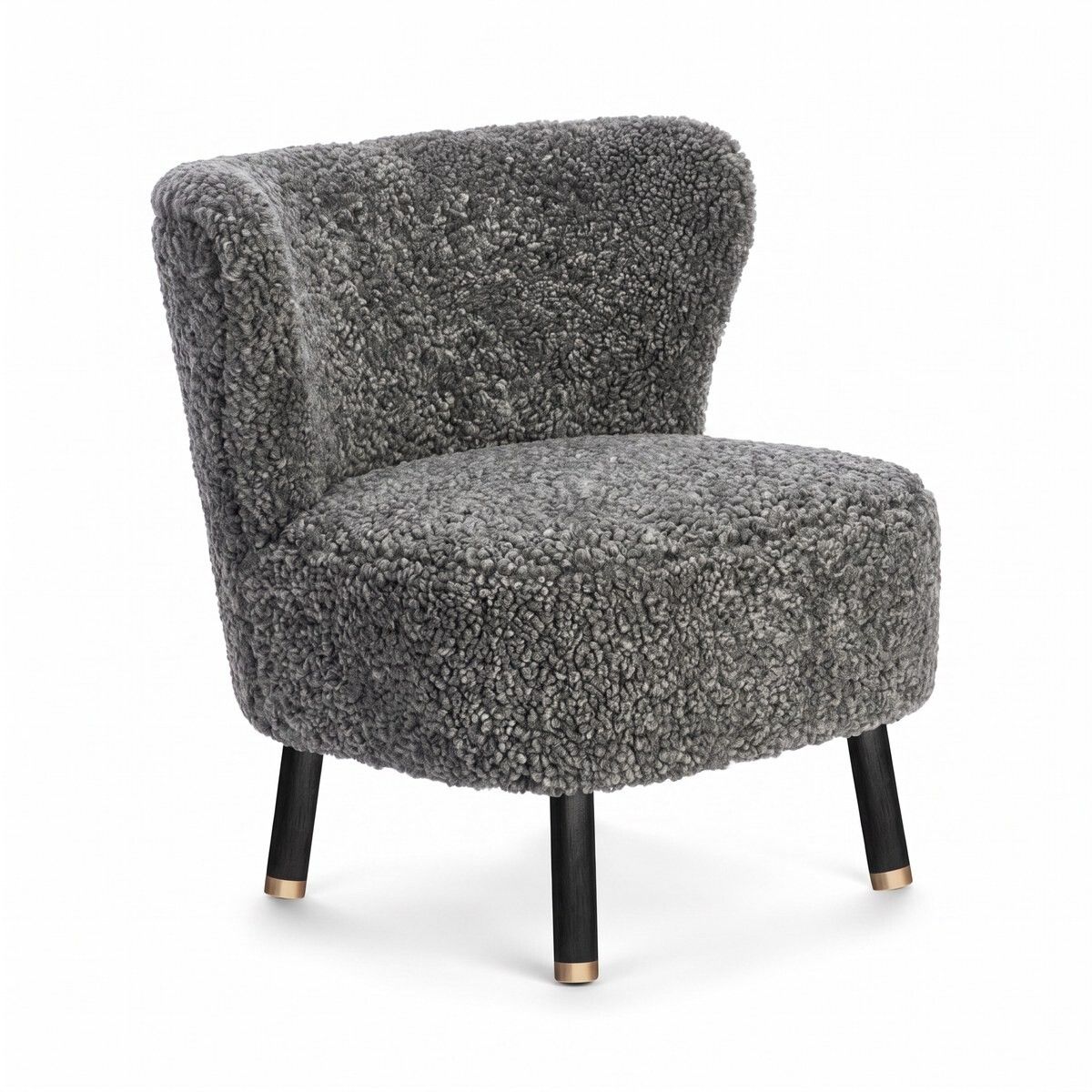 Fautieuil Emil en peau de mouton à laine courte Graphite