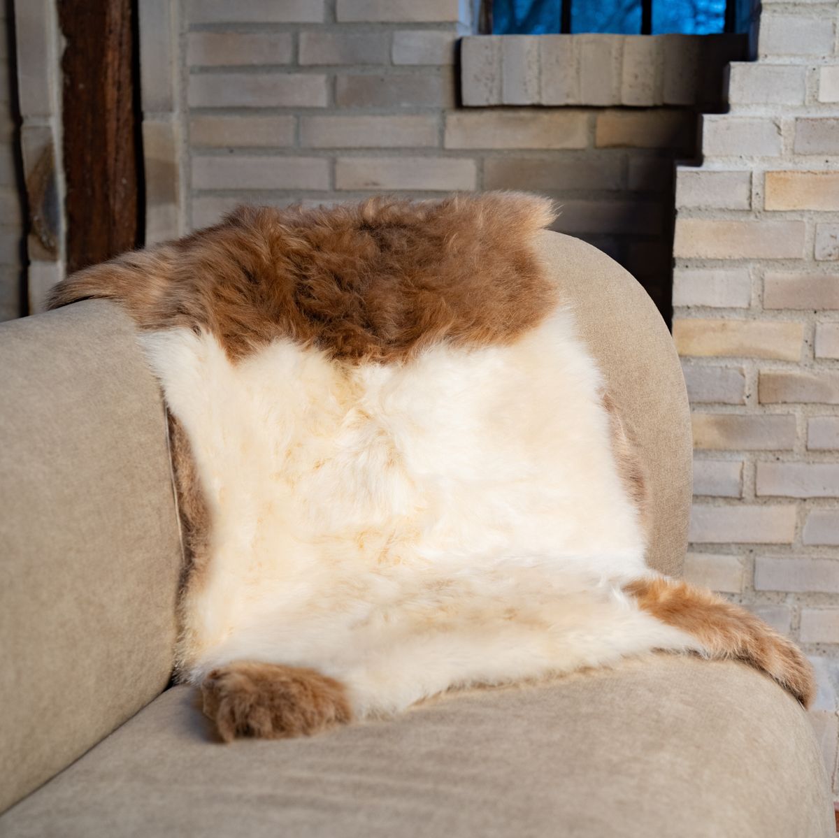Peau de mouton de l’Himalaya 95 cm Tacheté foncé