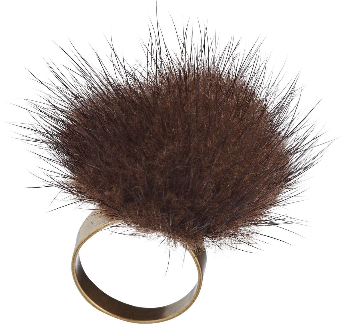 Grande Bague Pompon Marron