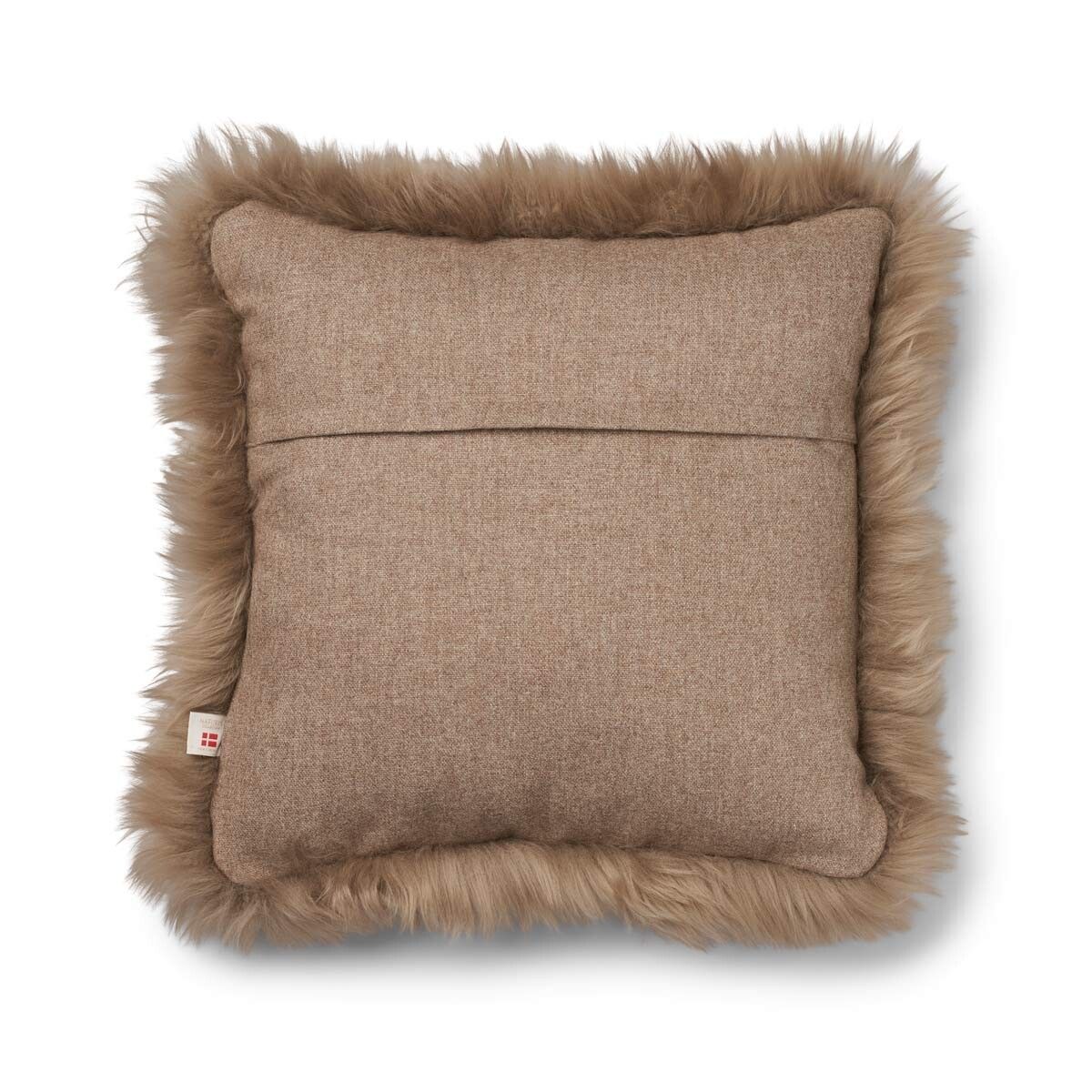 Coussin en peau de mouton longue laine Beige/Taupe