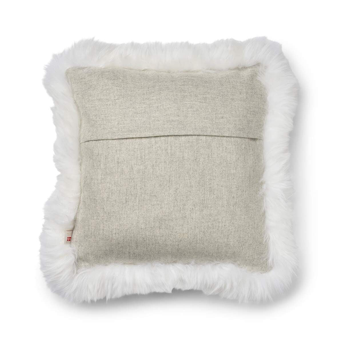 Coussin en peau de mouton longue laine Argent/Ivoire