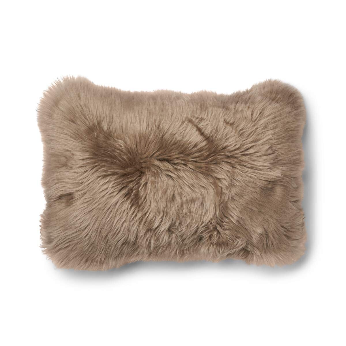 Coussin en peau de mouton longue laine Beige/Taupe