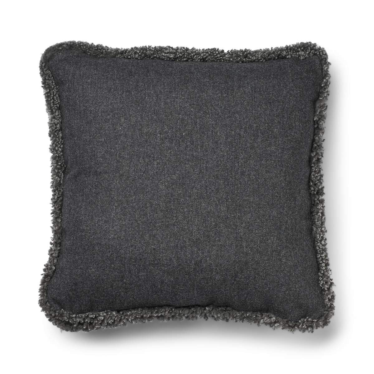 Coussin en laine courte de mouton Roche/Graphite