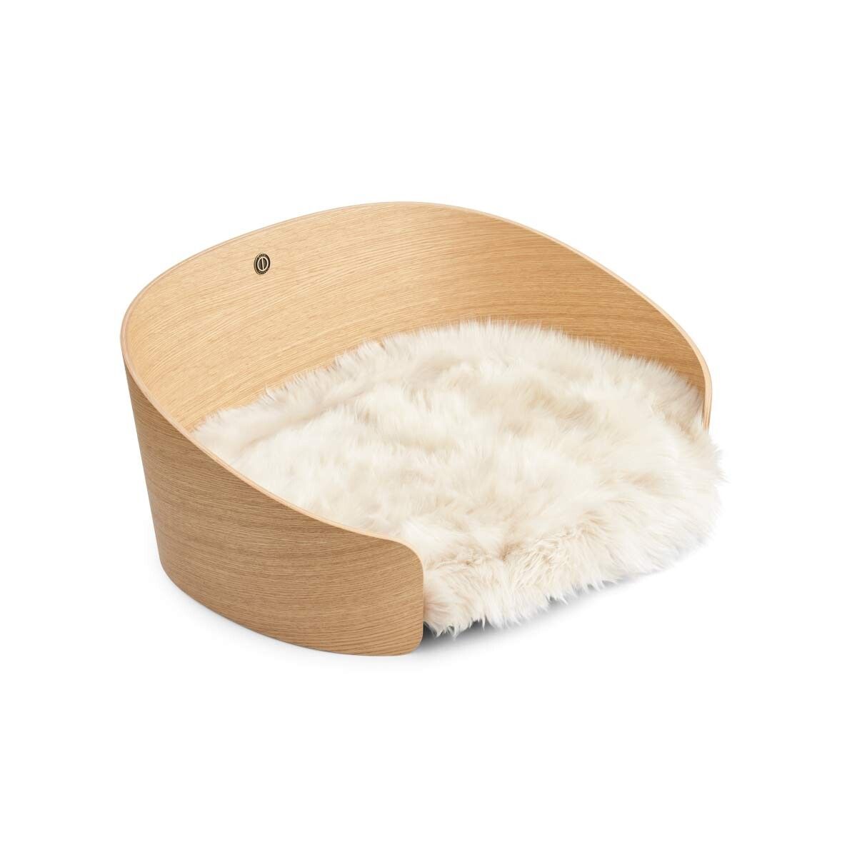 Lit pour animaux de compagnie Chêne naturel/peau de mouton lin