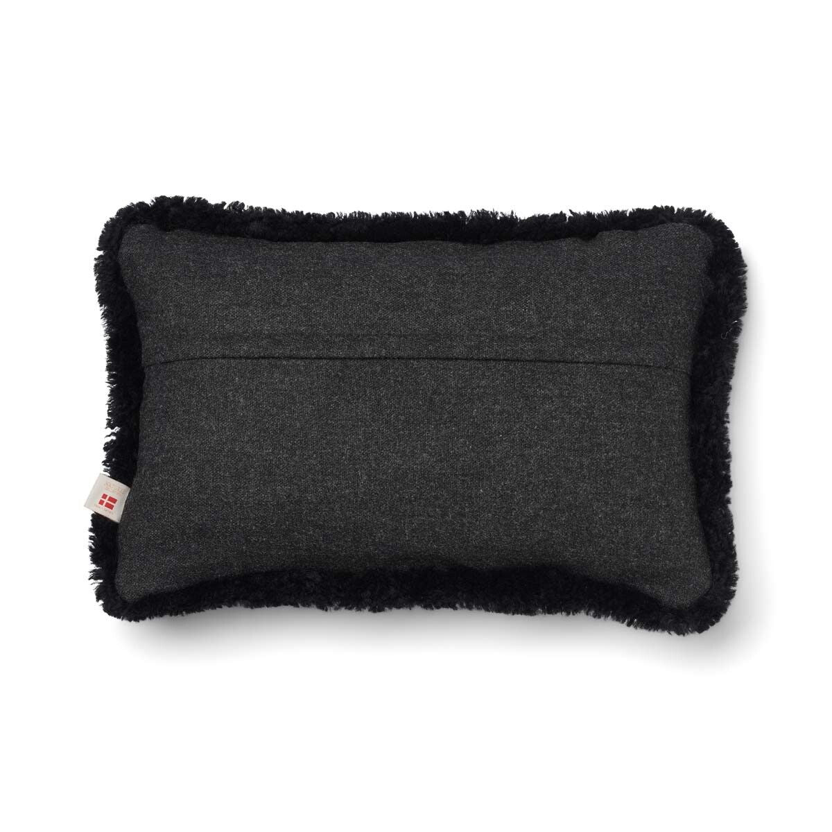 Coussin en laine courte de mouton Fusain/Noir