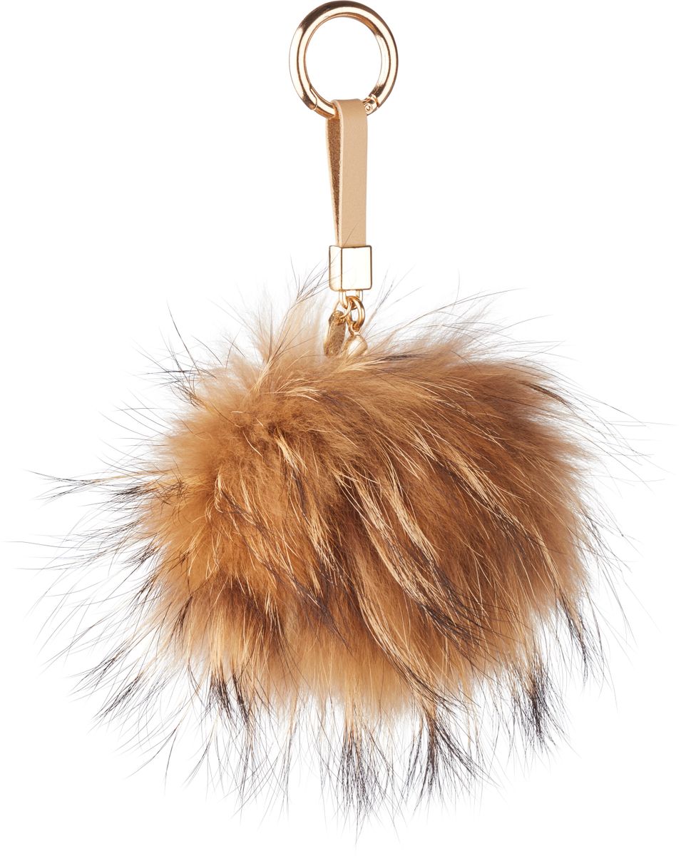 Porte-clés Pompon en vison Caramel naturel