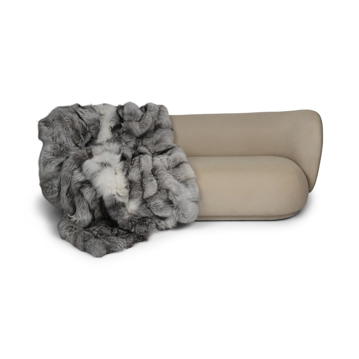 Plaid Premium en Fourrure de Renard | Doublure Cachemire | Renard Platine | 150x200 cm