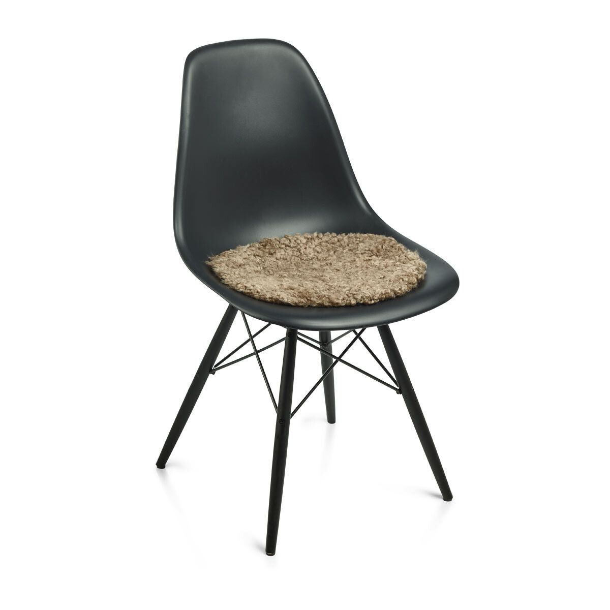 Dessus de siège en peau de mouton bouclée à laine courte | Ø38 cm