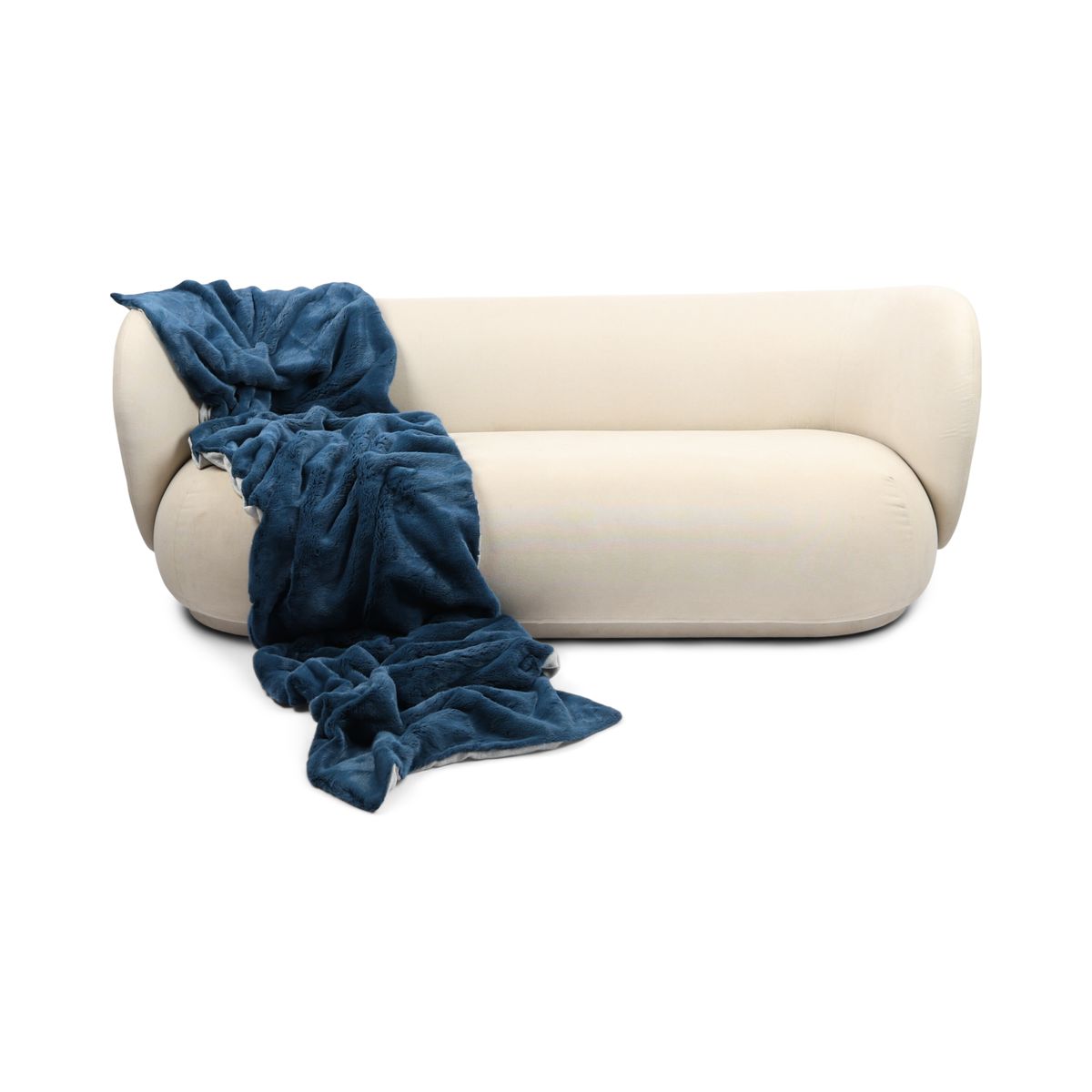 Plaid en Vison | Doublure en Cachemire | Bleu | 70x330 cm