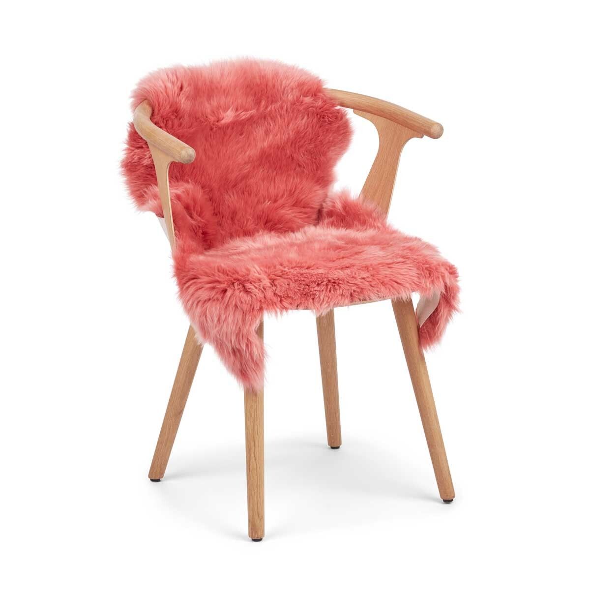 Peau de mouton de Nouvelle-Zélande à laine longue 90 cm Lantana corail