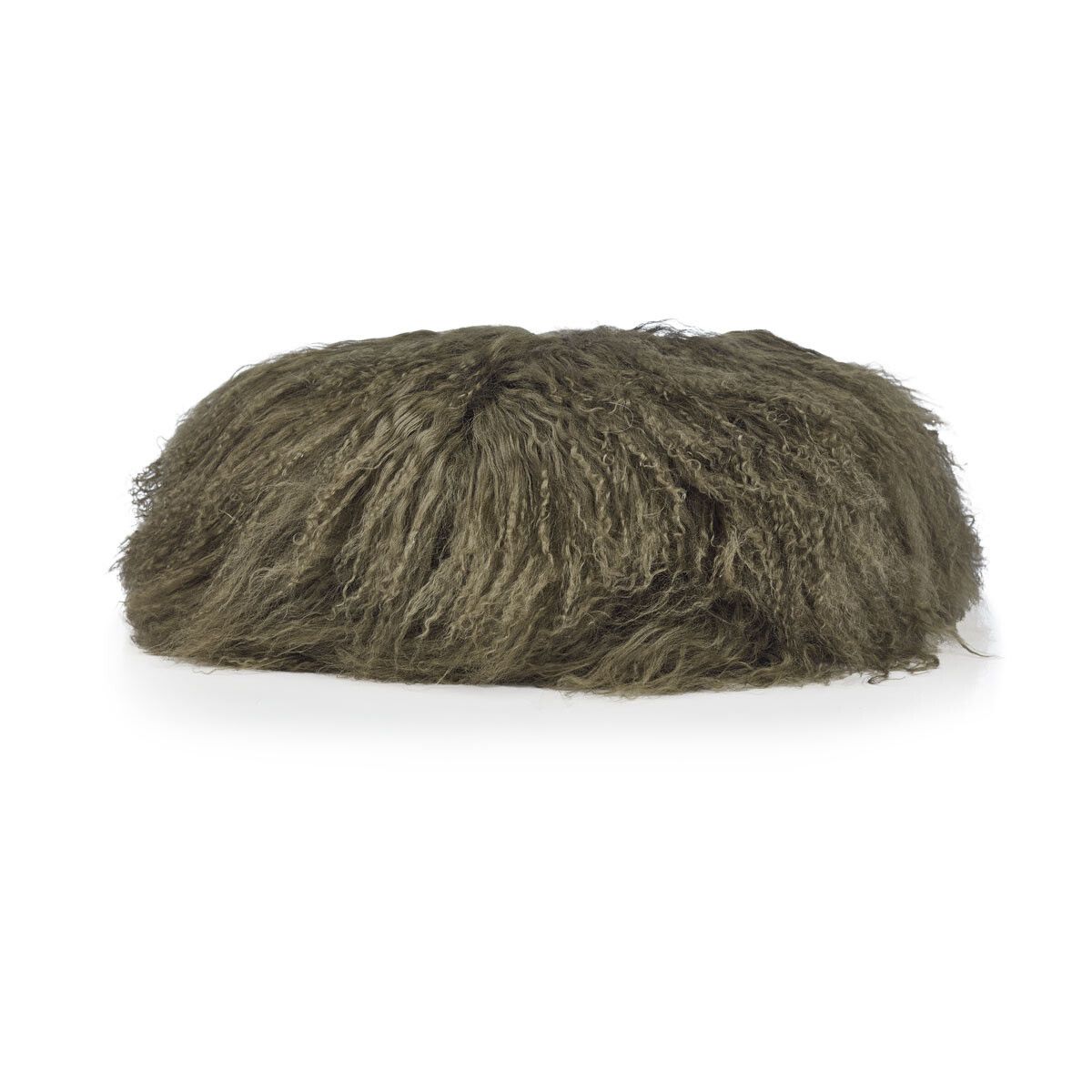 Dessus de tabouret en peau de mouton tibétaine | Ø35 × H17 cm Vert Haie
