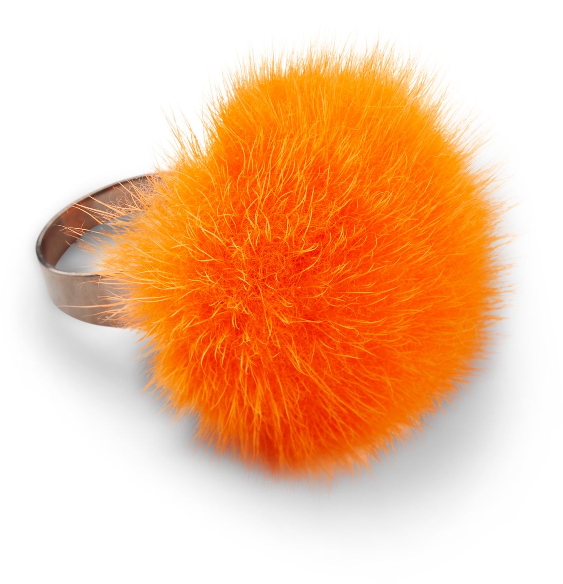 Bague Pompon Orange Rouge