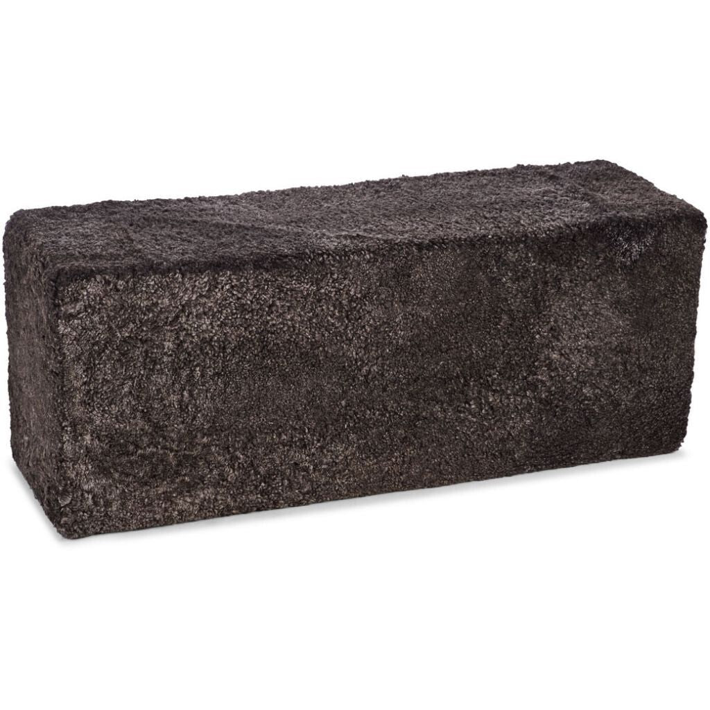 Banc-pouf en peau de mouton bouclée à laine courte Cappuccino