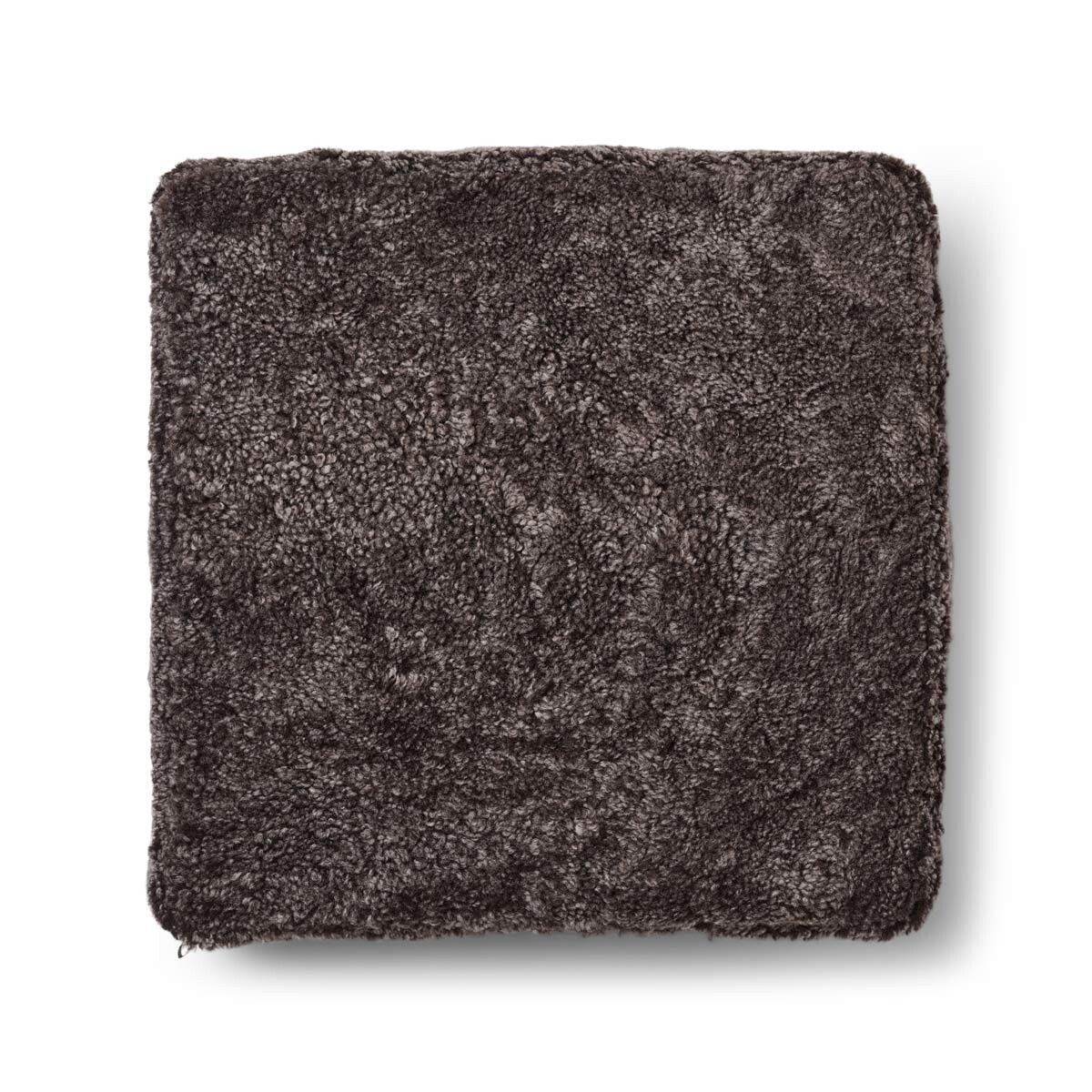 Pouf en peau de mouton bouclée | Laine courte Cappuccino