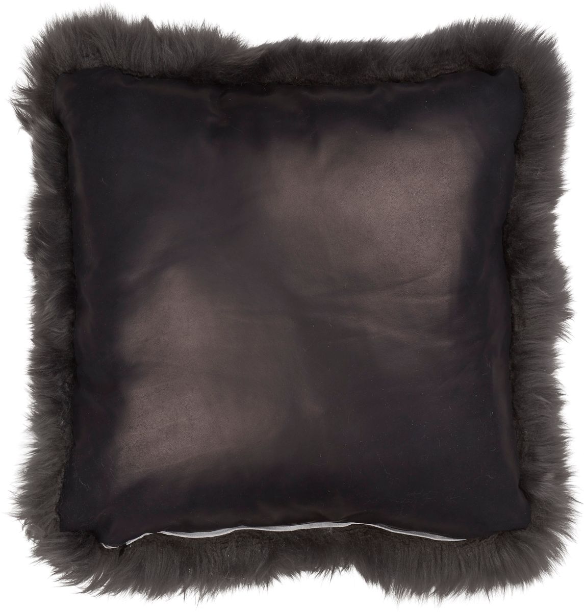 Coussin en peau de mouton longue laine Acier