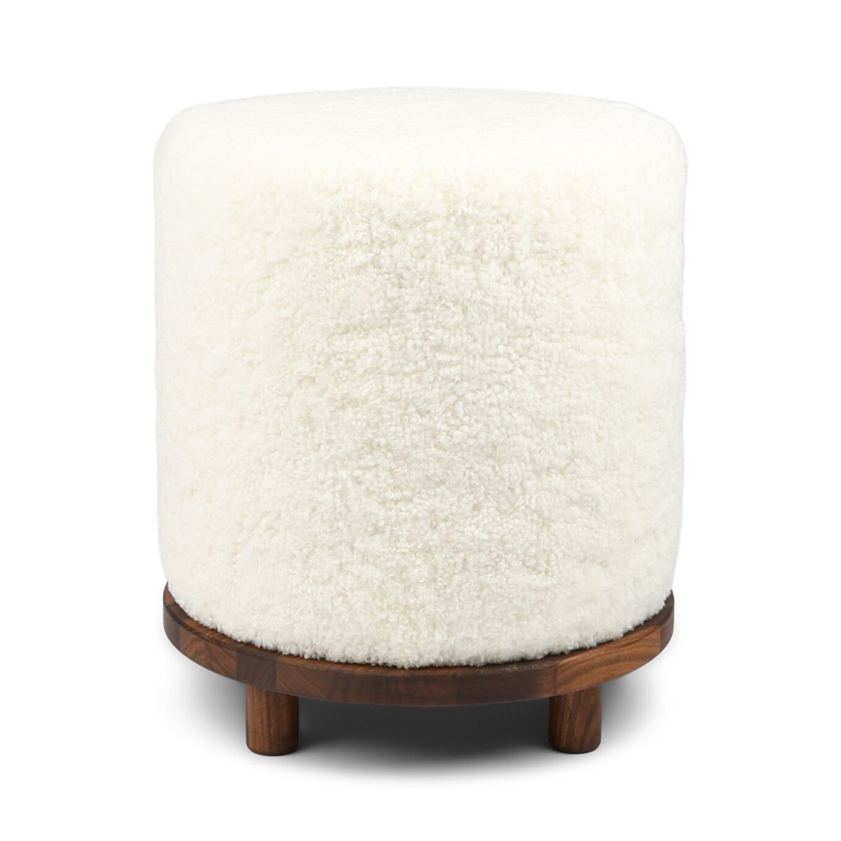 Tabouret Simon en Laine courte Ivoire
