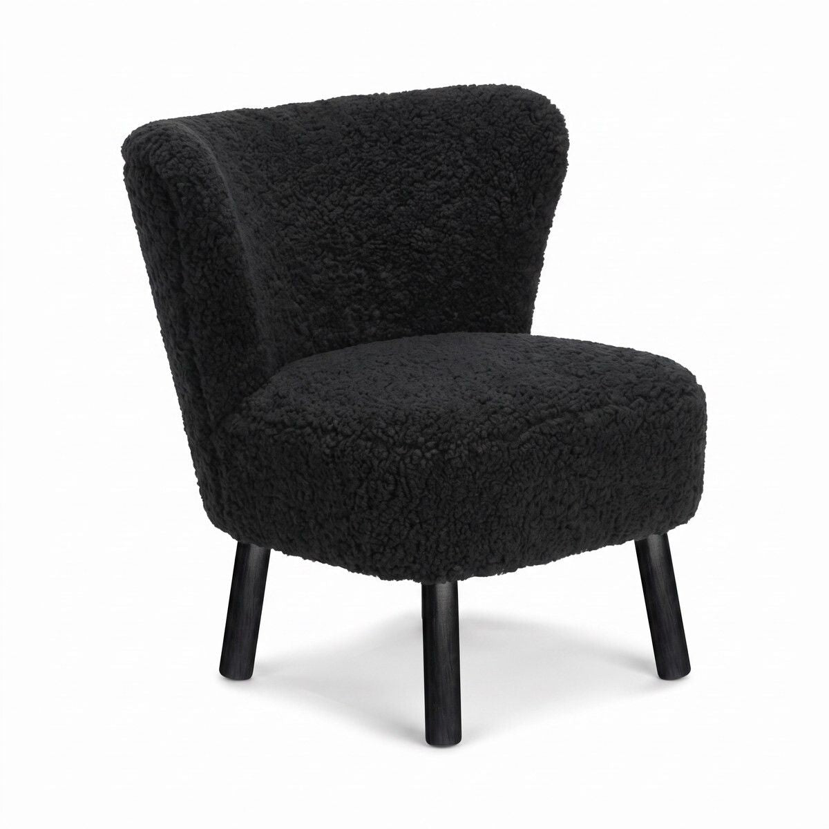 Fauteuil lounge Emily | Laine courte Noir
