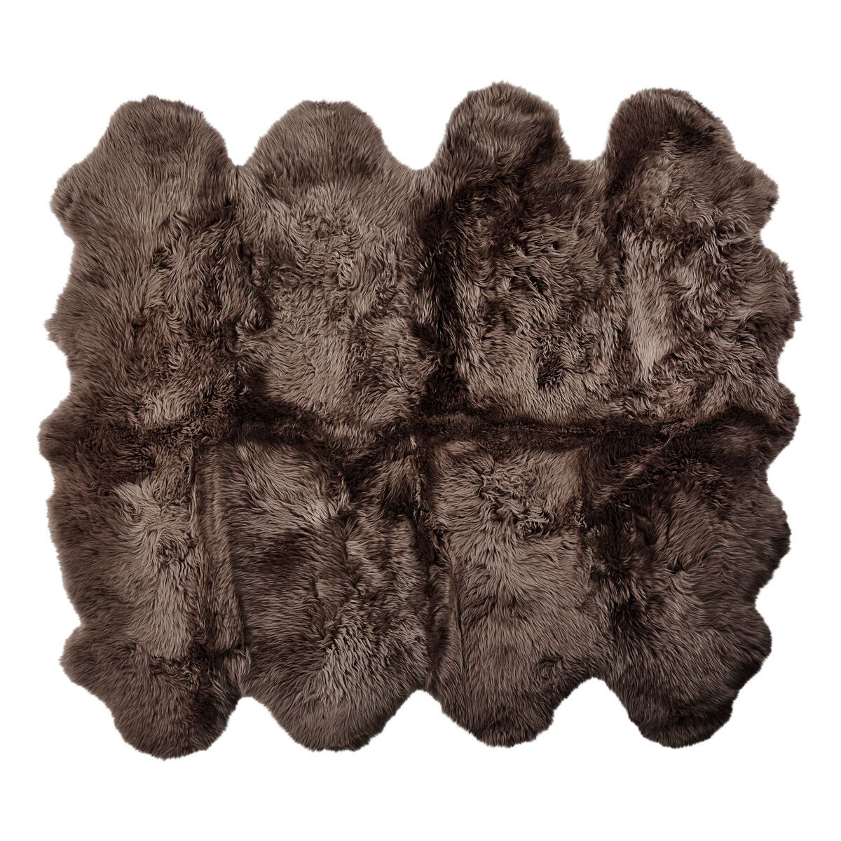 Peau de mouton de Nouvelle-Zélande à laine longue 180x214 cm Noyer