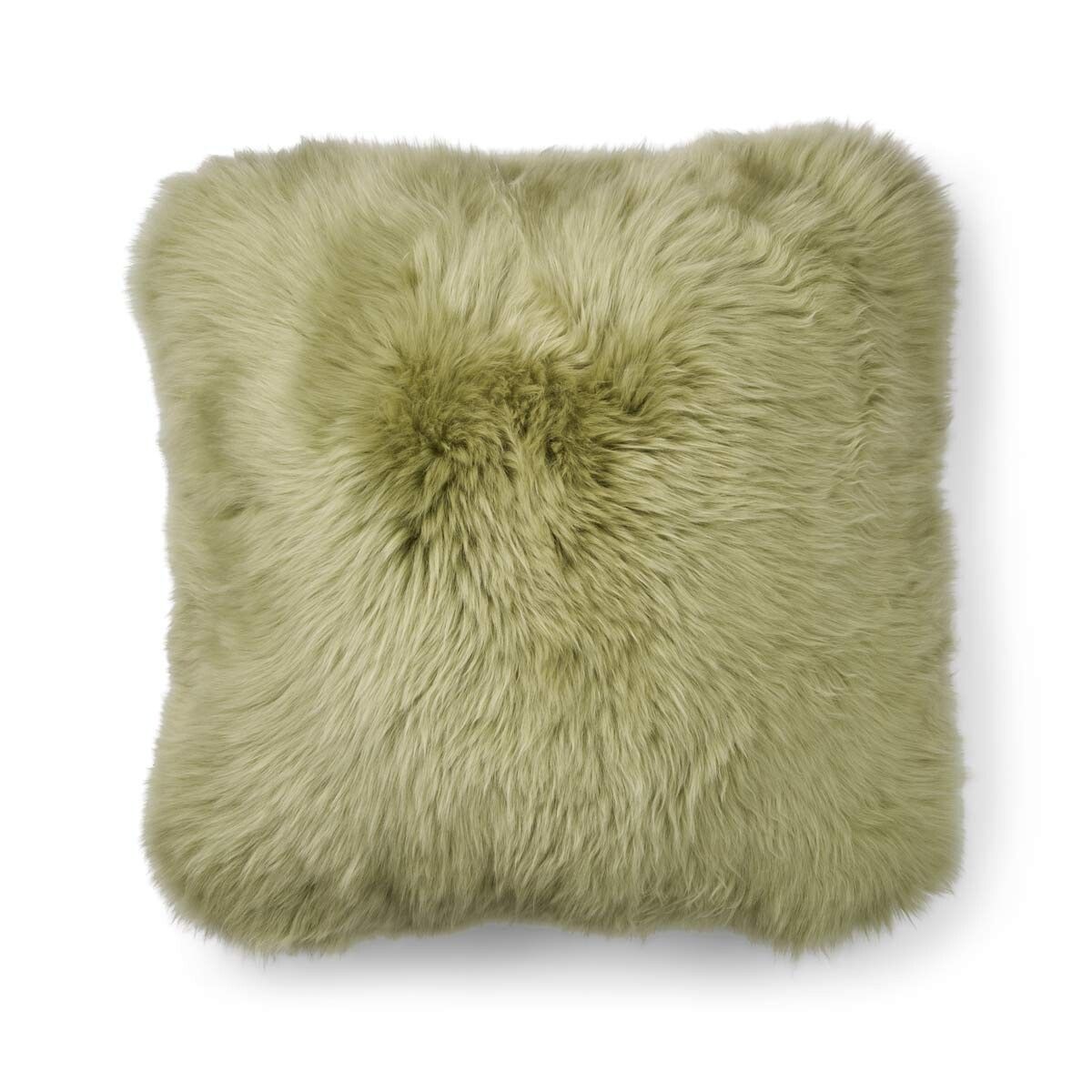 Coussin en peau de mouton longue laine Vert sauge