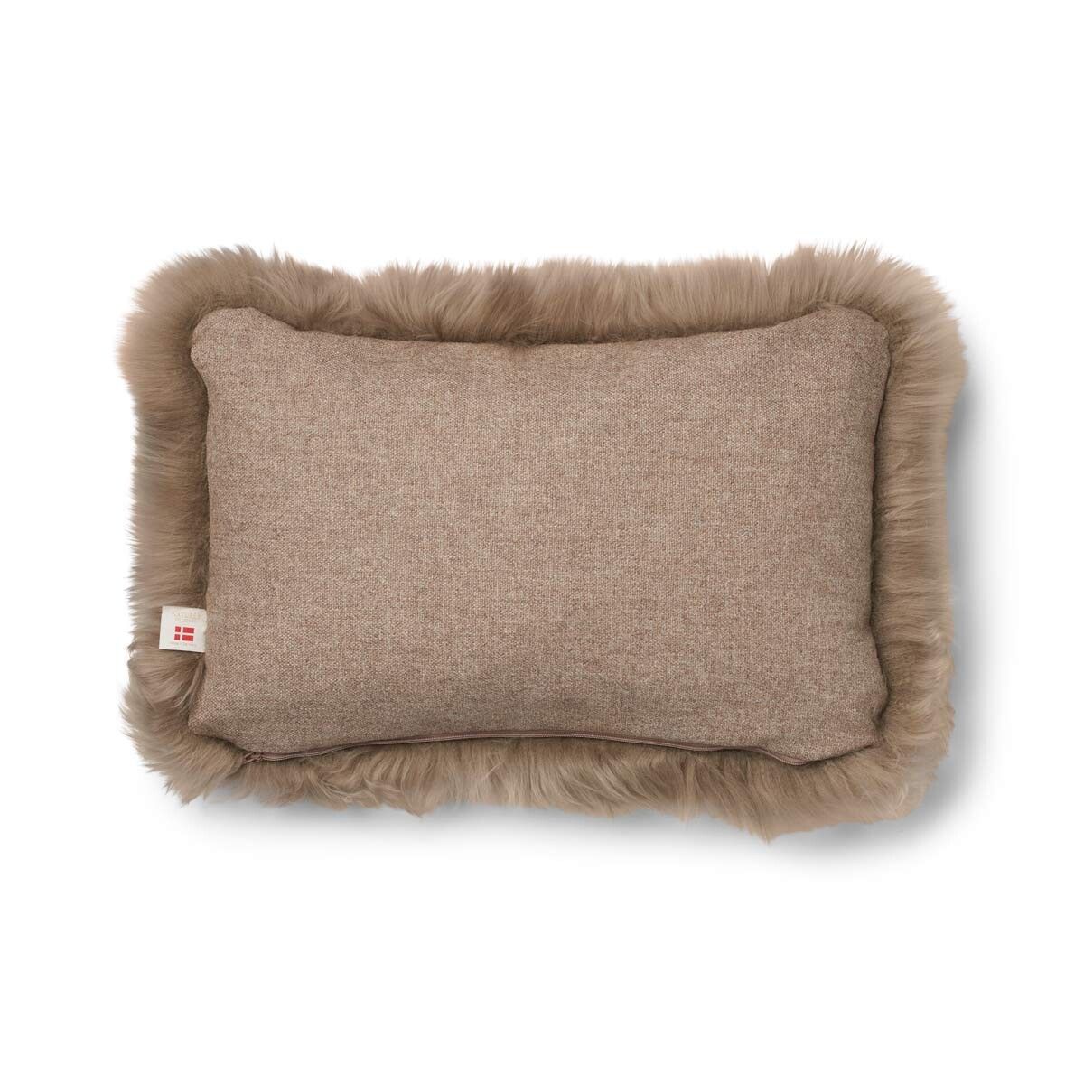 Coussin en peau de mouton longue laine Beige/Taupe