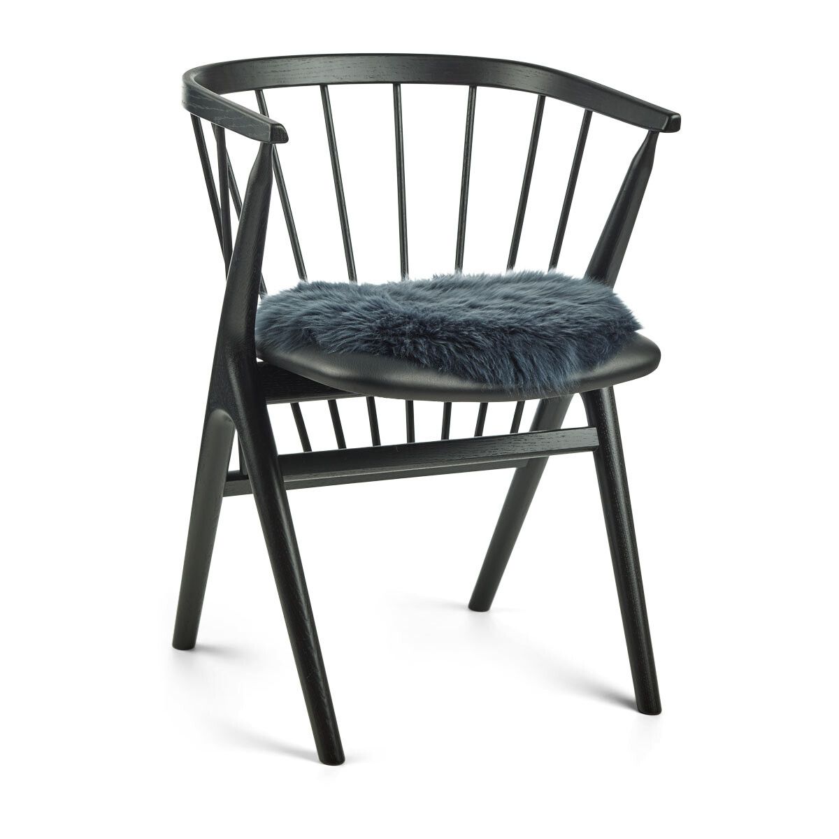 Dessus de siège en peau de mouton | Laine longue | Ø38 cm Marine