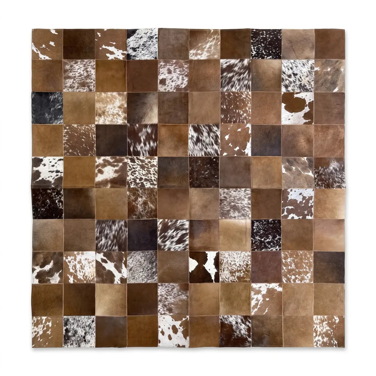 Tapis Design en Peau de Vache Noire | Brésil | 200x200 cm