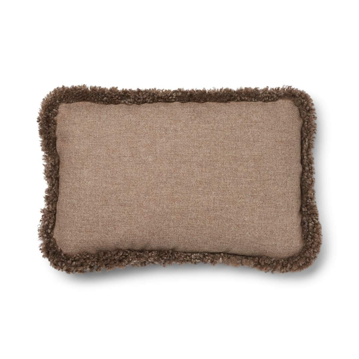 Coussin en laine courte de mouton Beige/Taupe