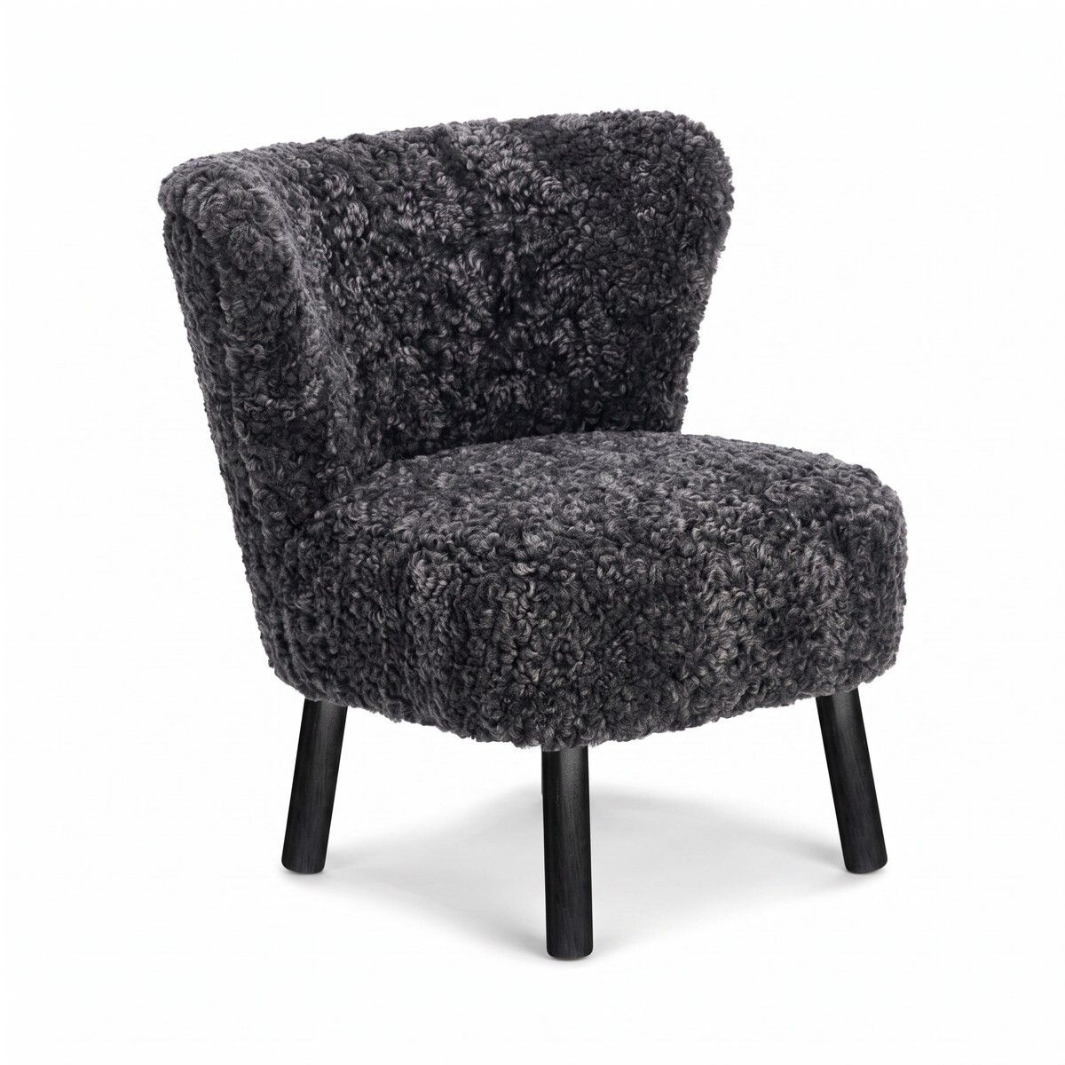Fauteuil lounge Emily | Laine courte Anthracite