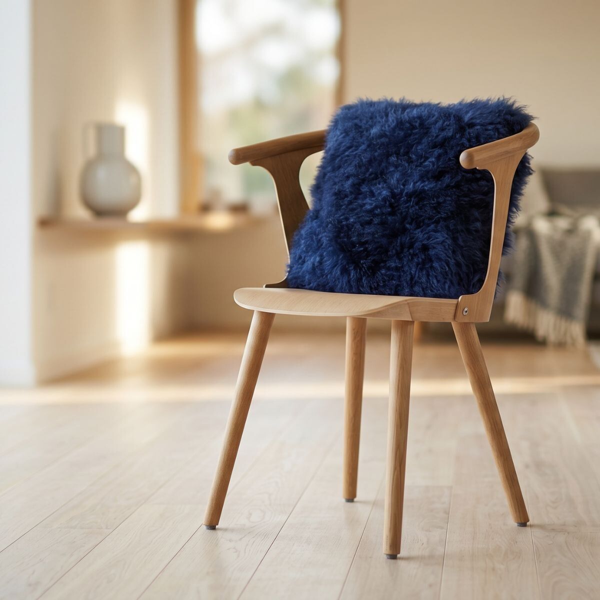 Coussin bouclé Bleu Marine