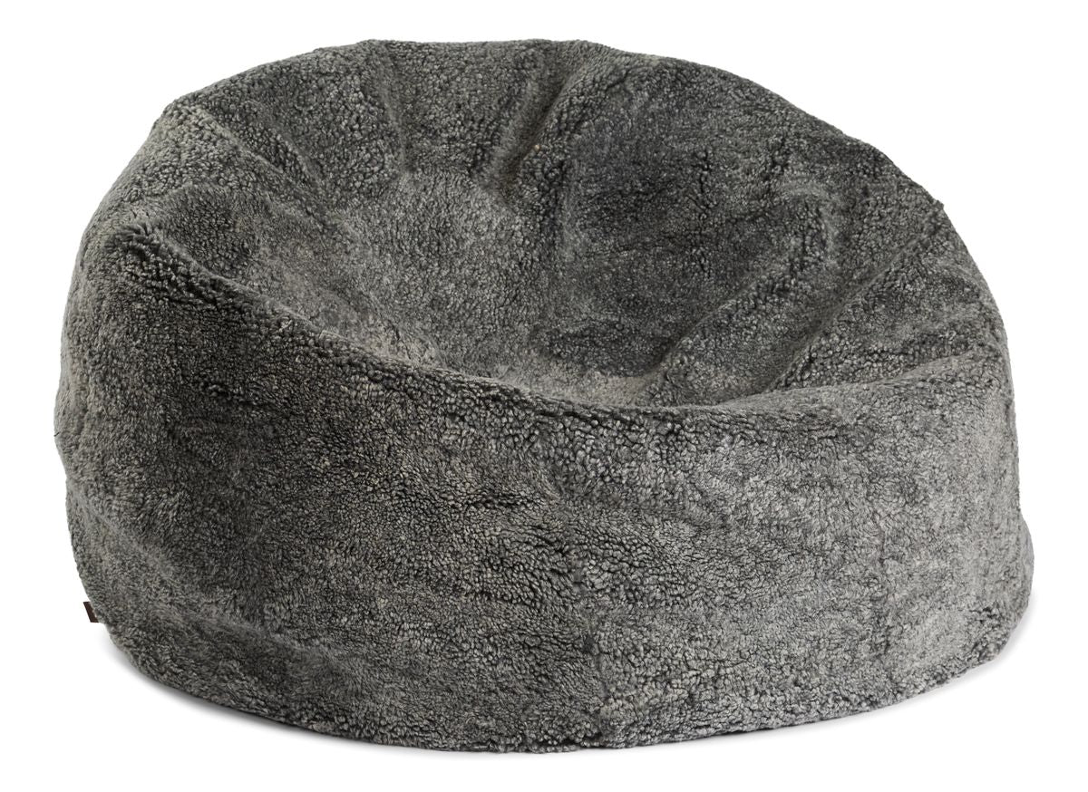 Pouf rond en peau de mouton à laine courte Graphite