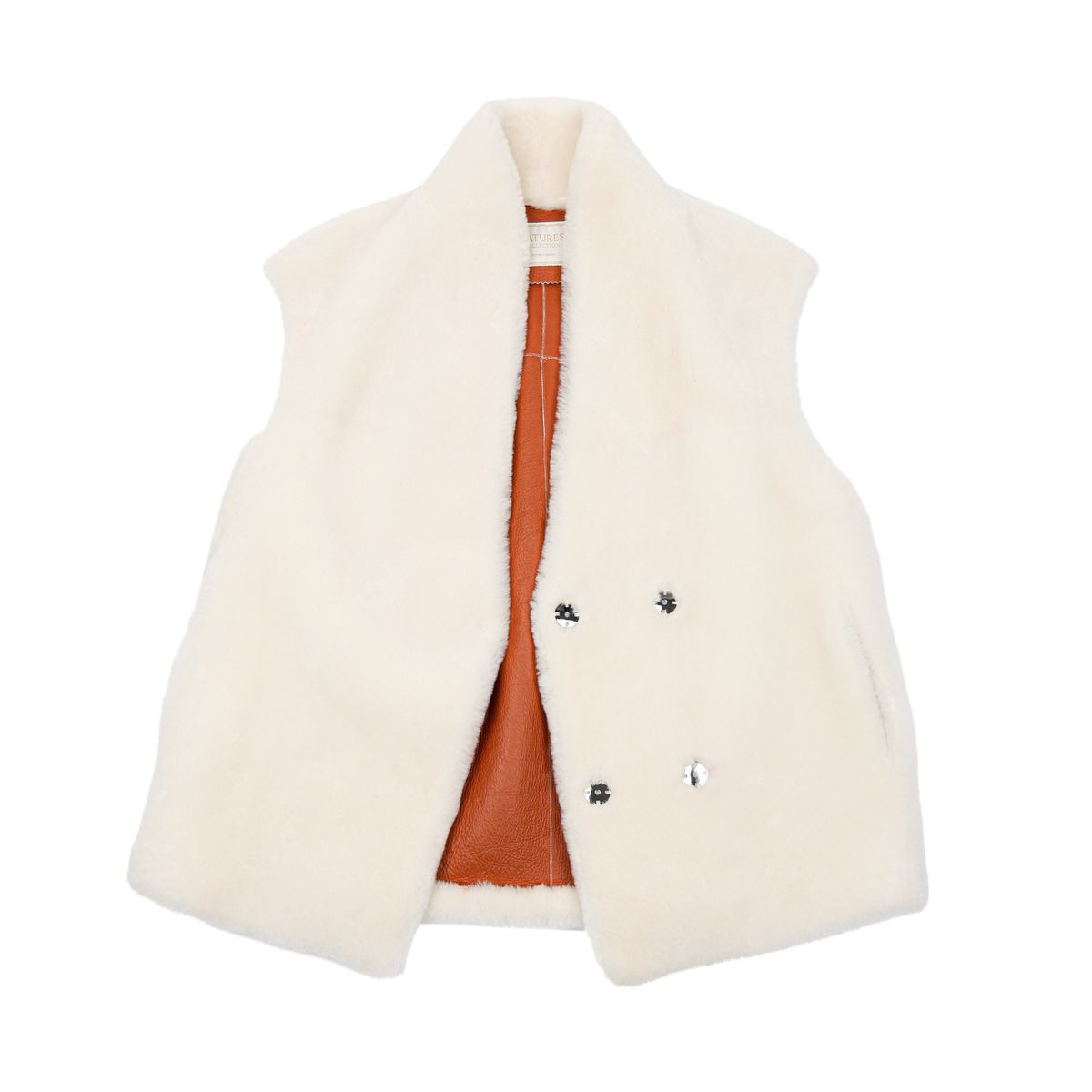 Gilet Lorena Cuir brun/ivoire