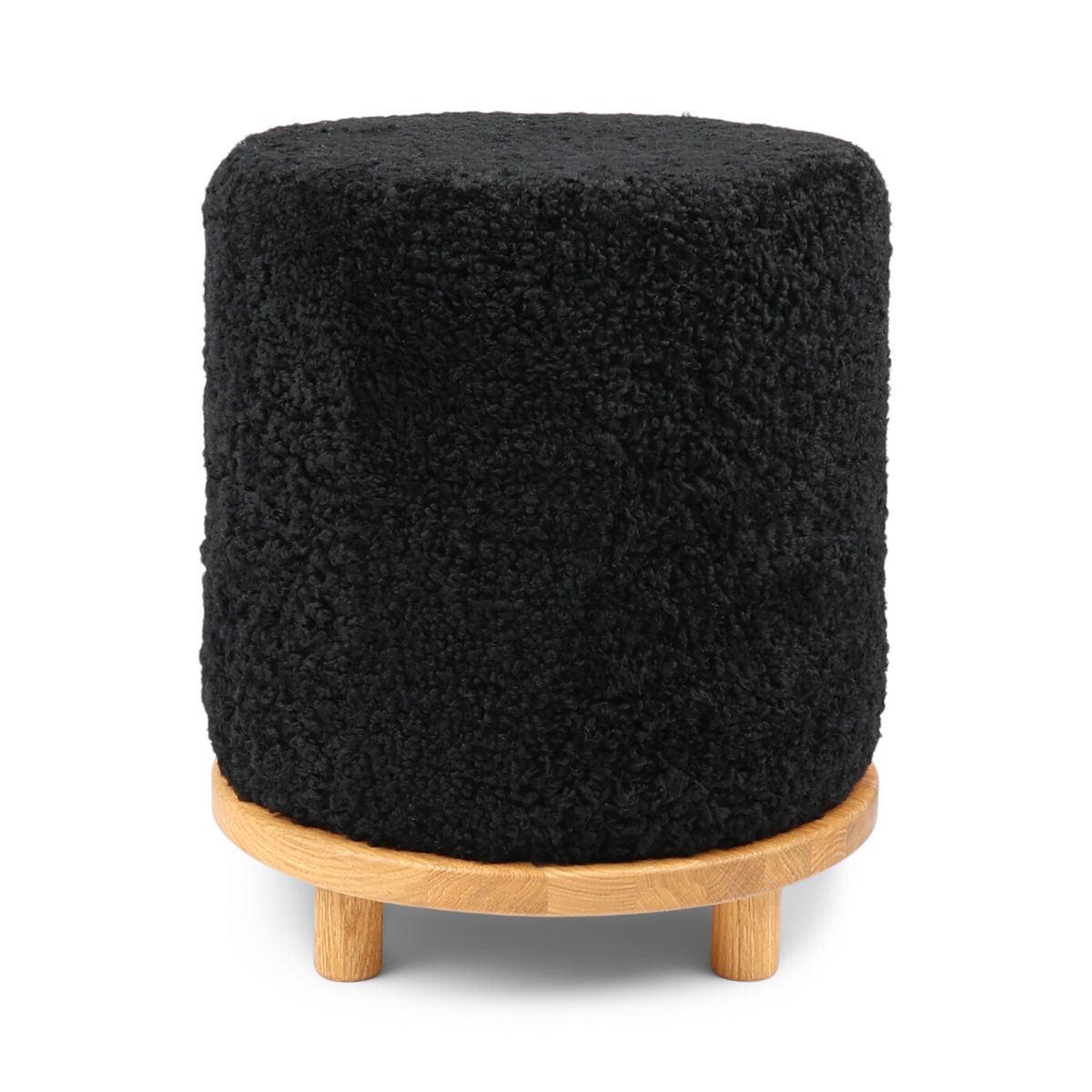 Tabouret Simon en Laine courte Noir