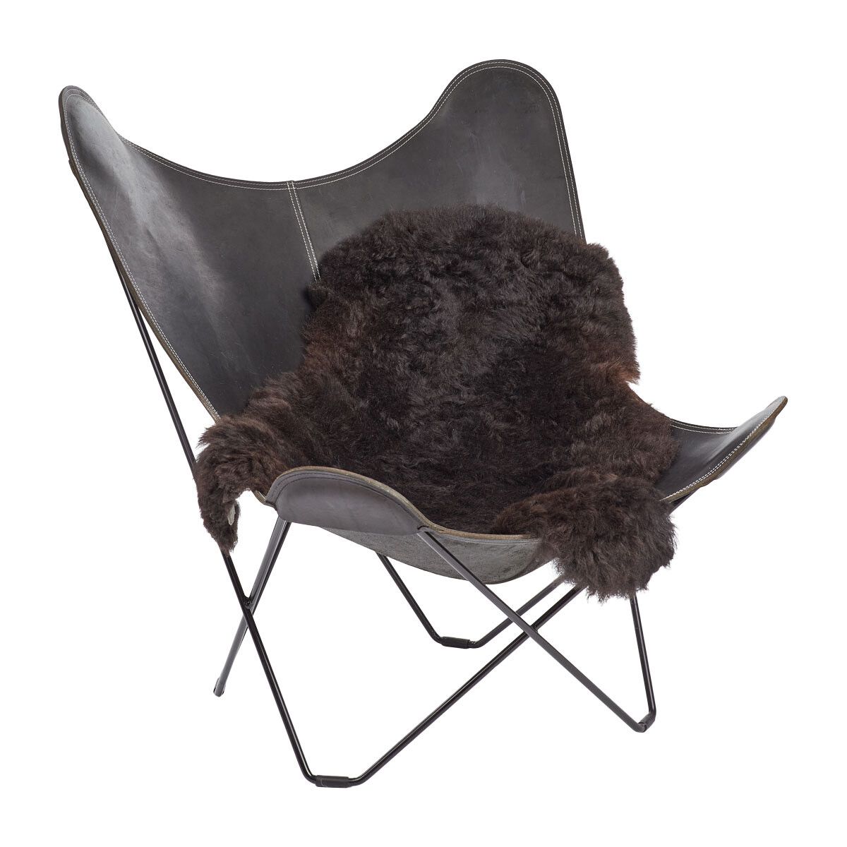 Peau de mouton islandaise | Laine courte | 120+ cm Noirâtre