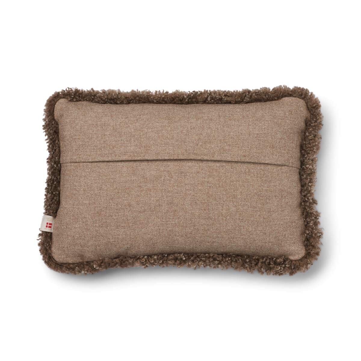 Coussin en laine courte de mouton Beige/Taupe