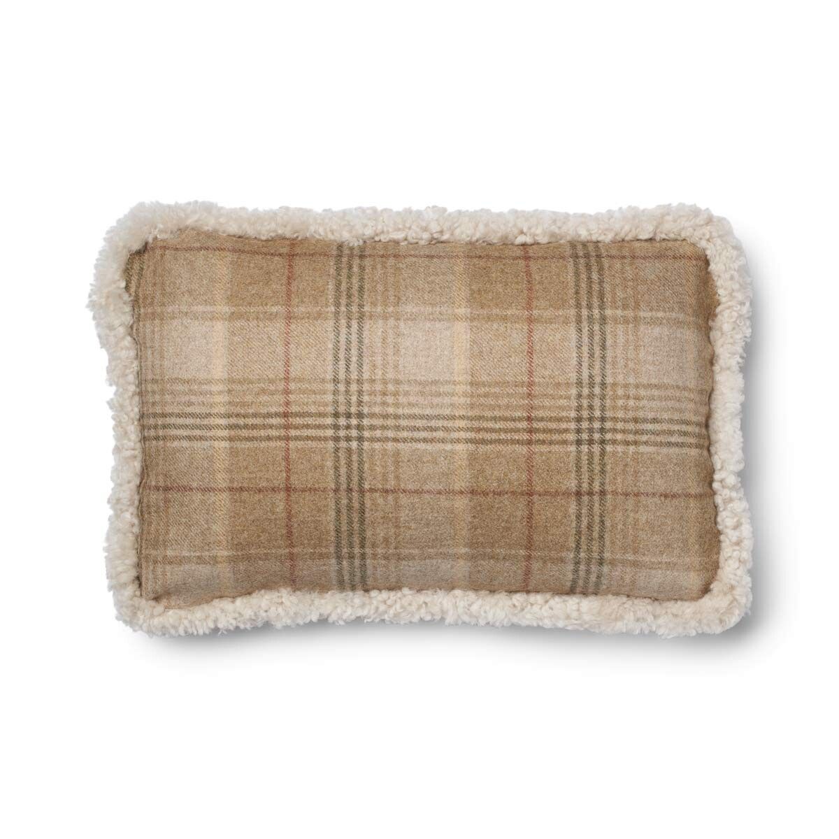 Coussin en laine courte de mouton Sable-Beige/Pearl
