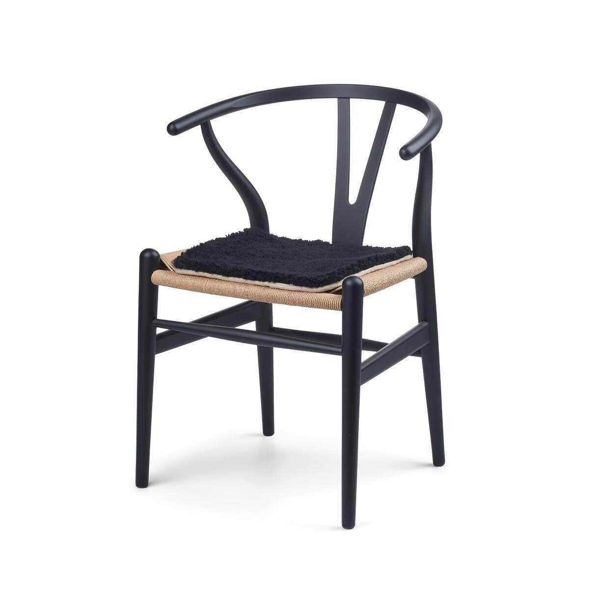 Dessus de siège en peau de mouton tibétaine | Ø38 cm Noir