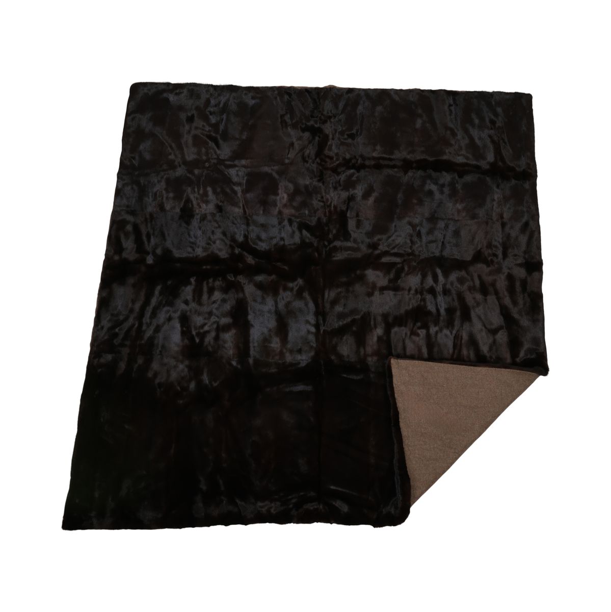 Plaid en Vison | Doublure Cachemire | Brun Foncé Naturel | 176x205 cm