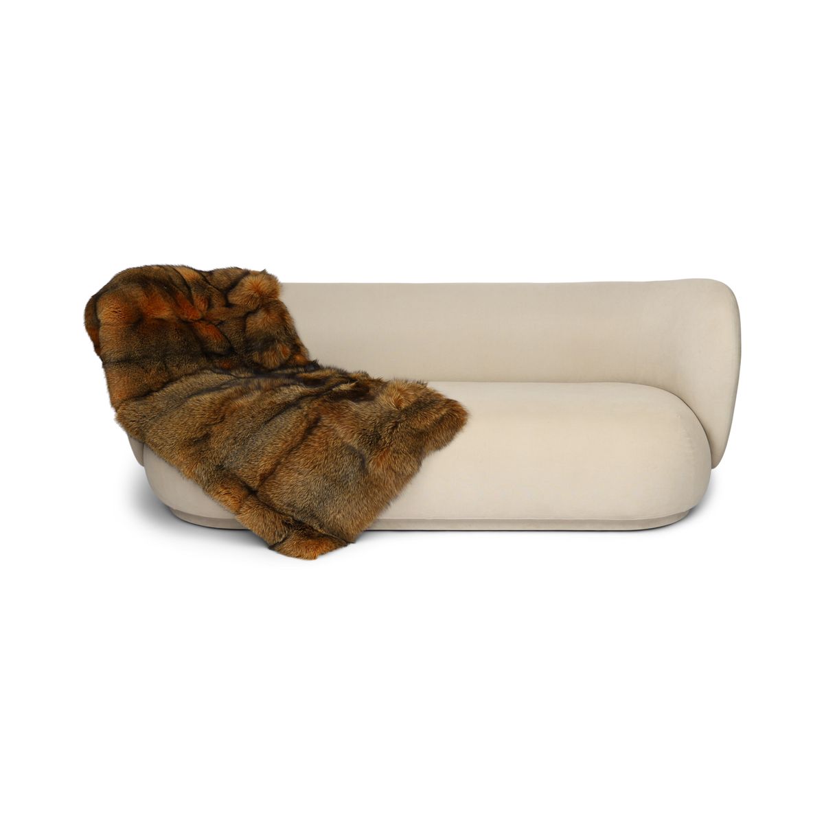 Plaid Premium en Fourrure de Renard | Doublure Cachemire | Jaune Moutarde | 78x160 cm