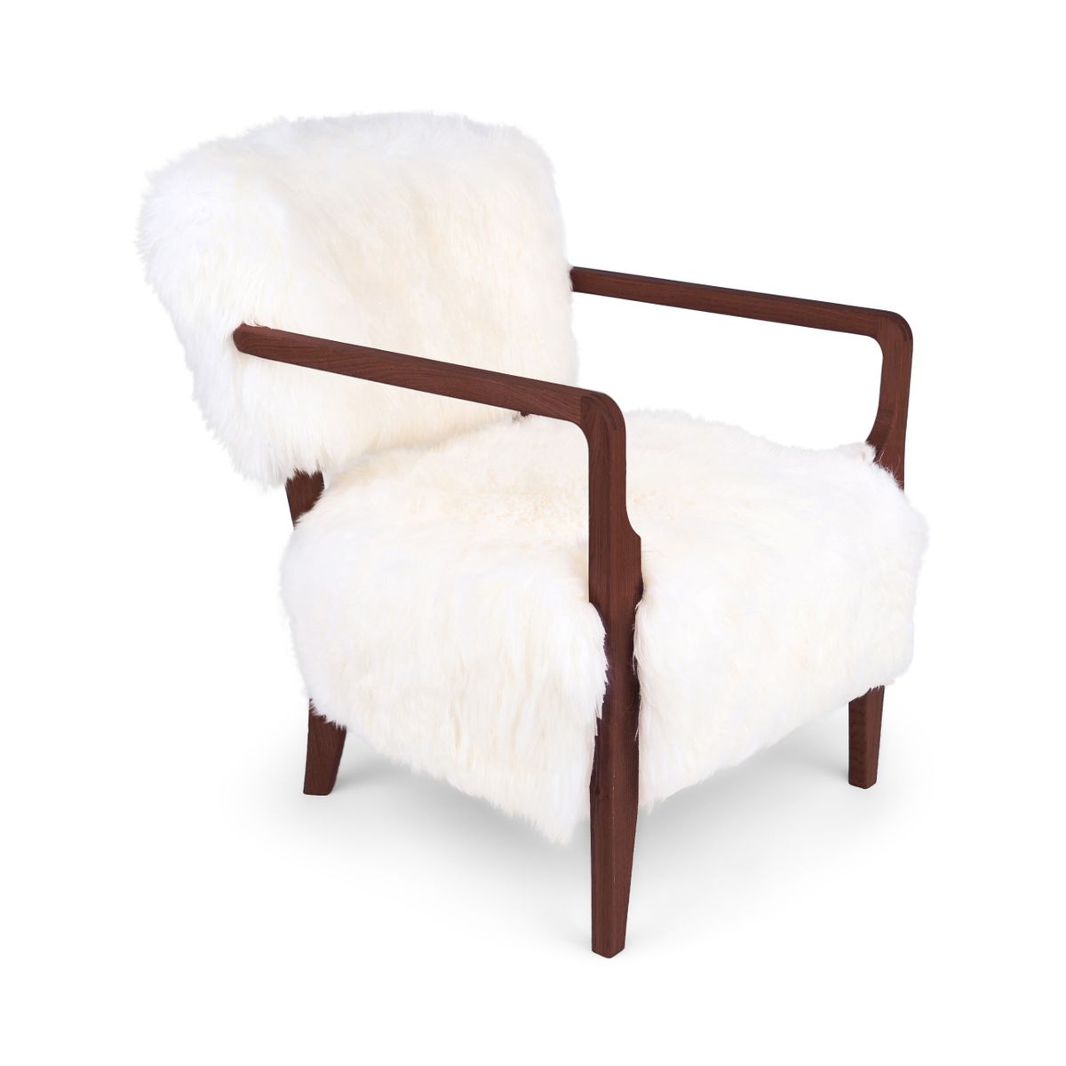Fauteuil lounge Lina | Peau de mouton de Nouvelle-Zélande | Poils longs Ivoire