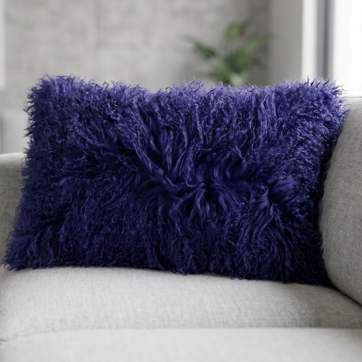 Coussin bouclé Bleu Marine