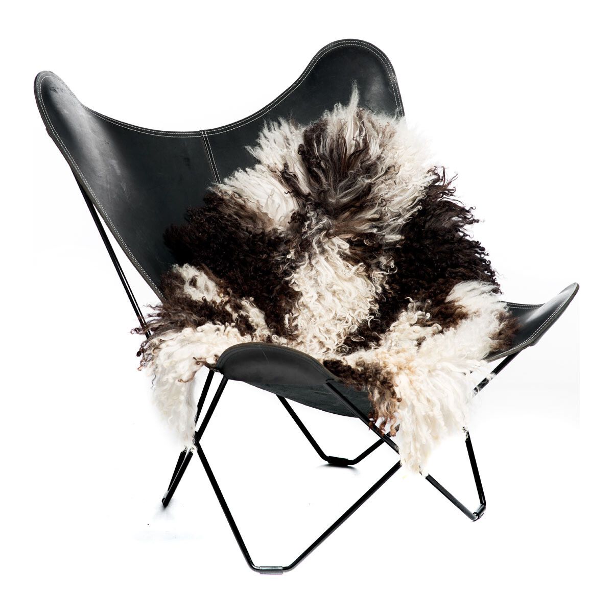 Peau de mouton bouclée 90 cm Mélange / tacheté