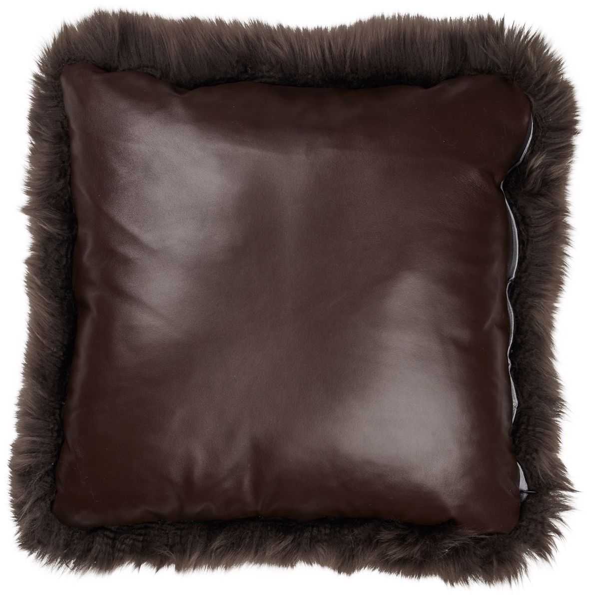Coussin en peau de mouton longue laine Noyer