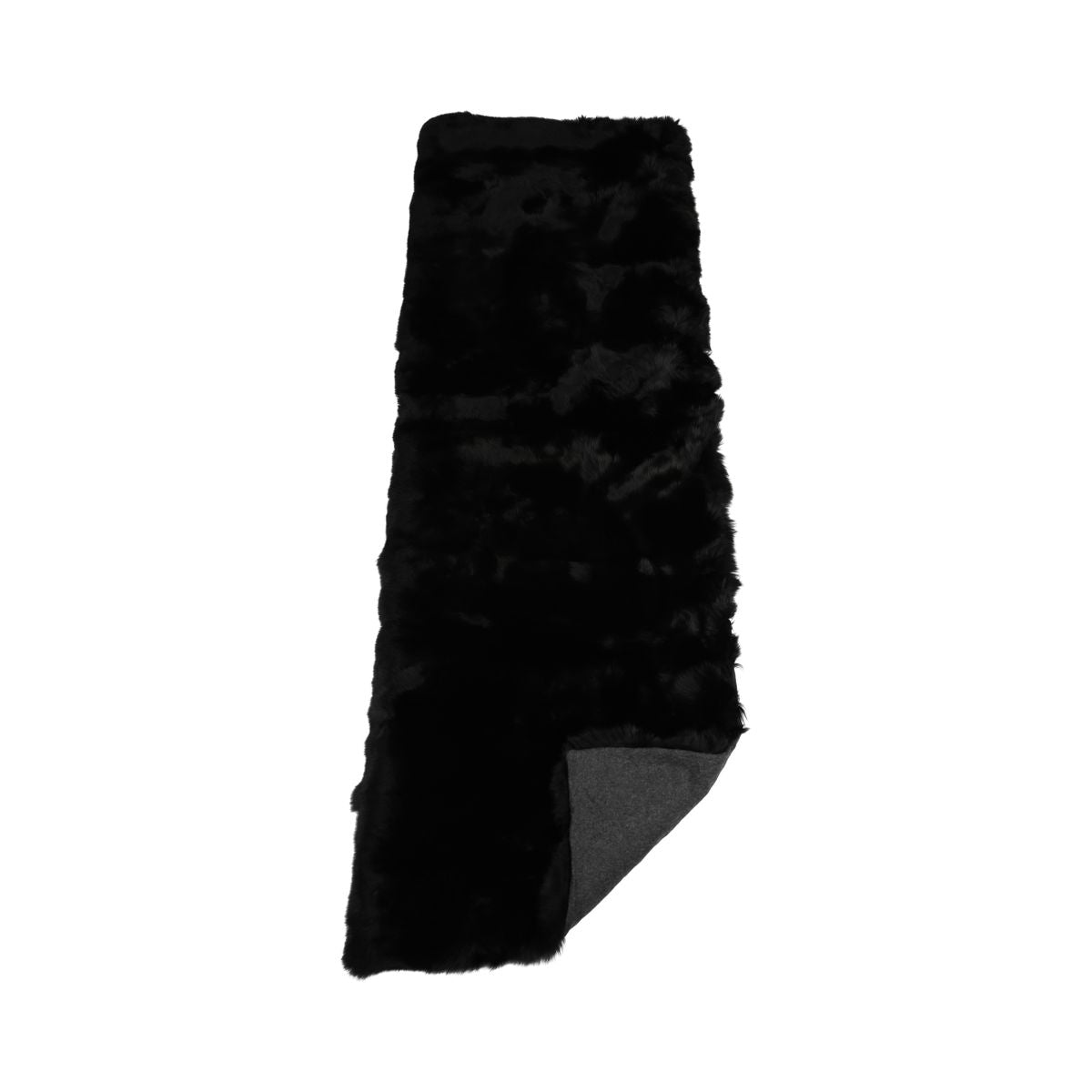 Plaid Premium en Fourrure de Renard | Doublure Cachemire | Noir | 80x220 cm