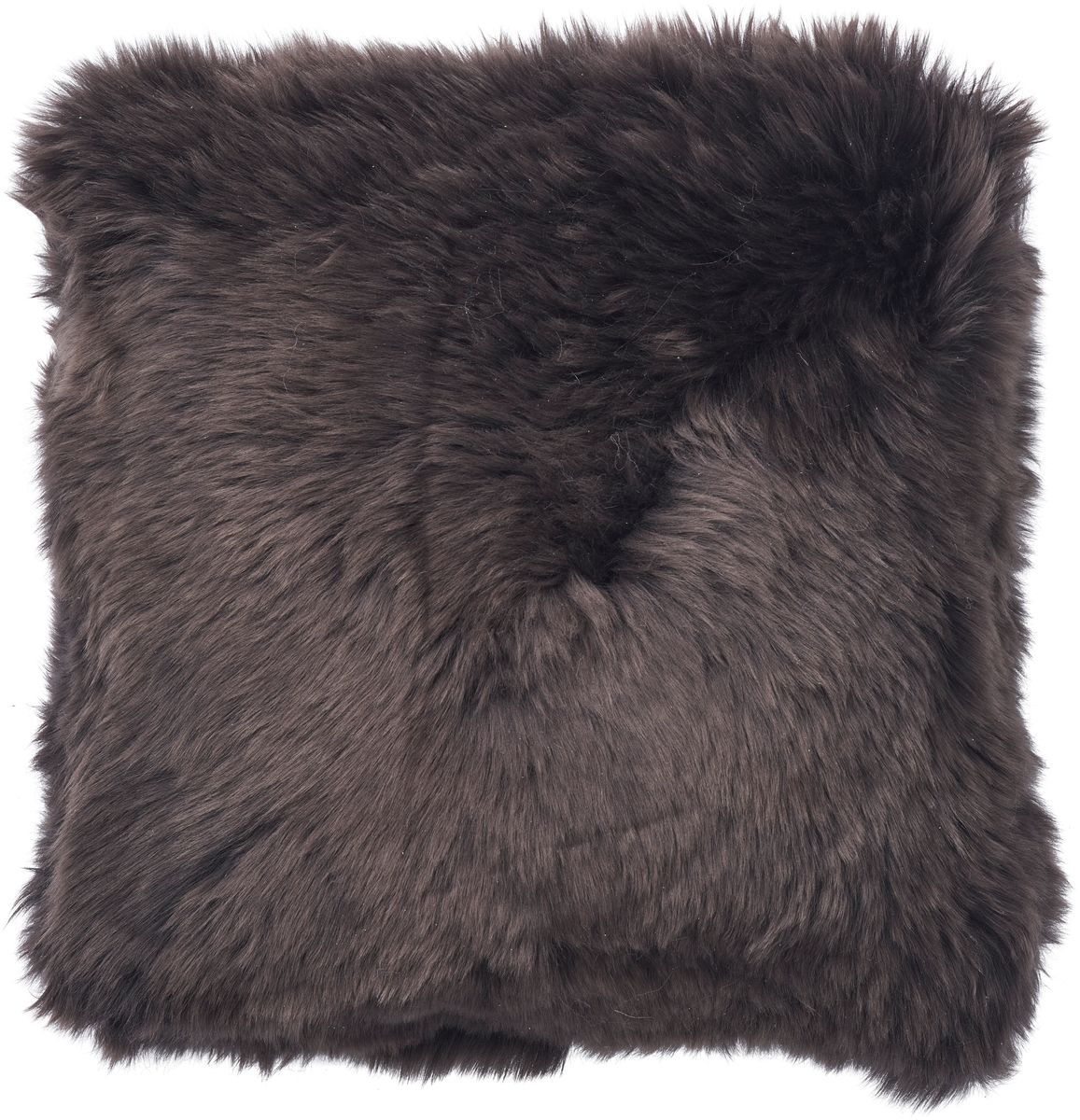 Coussin en peau de mouton longue laine Noyer