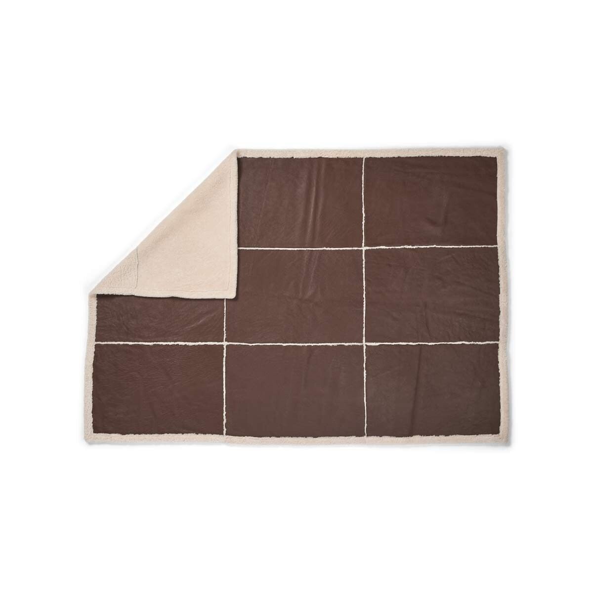 Jeté Addison | Peau de mouton double face | Laine courte Choco/Beige