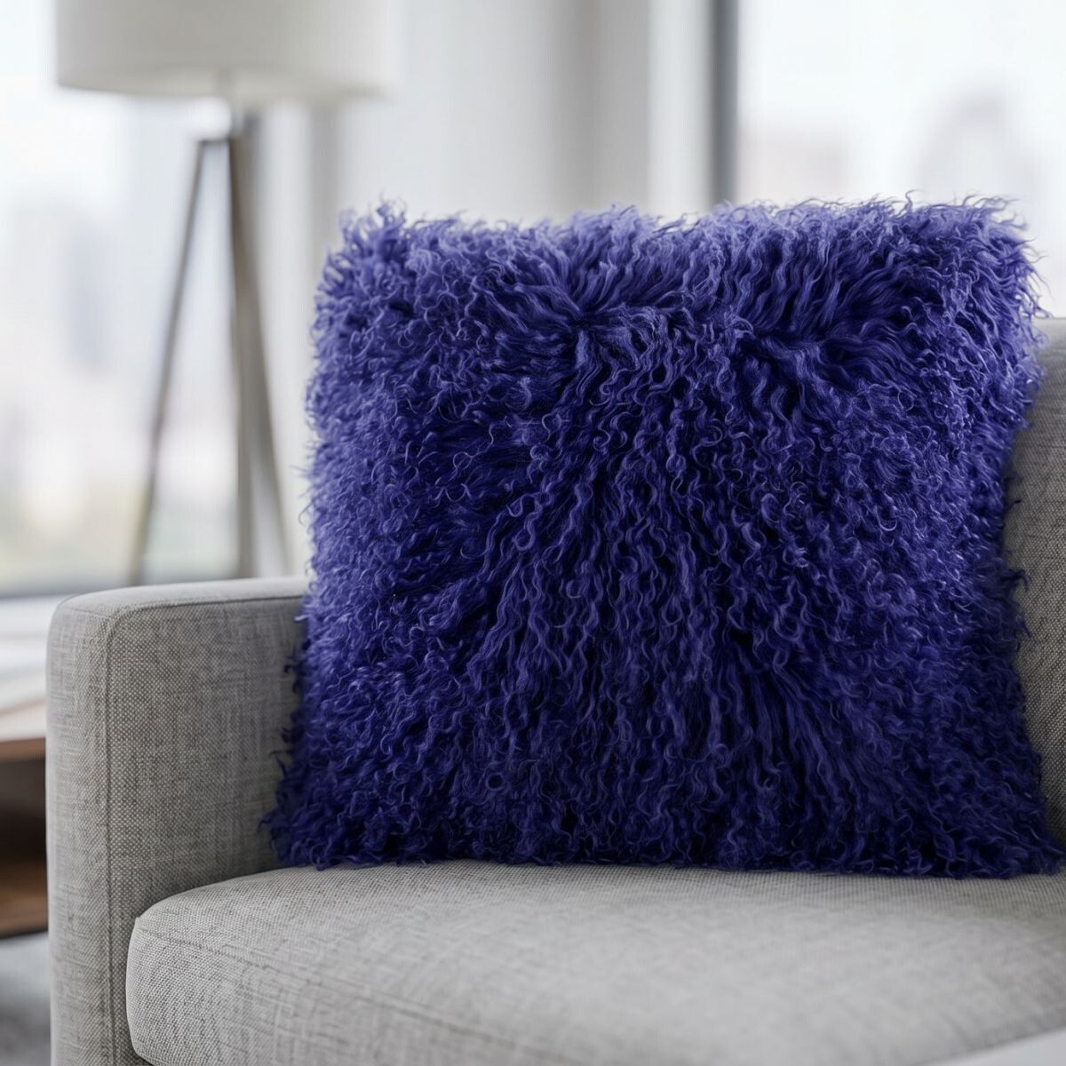 Coussin bouclé Bleu Marine