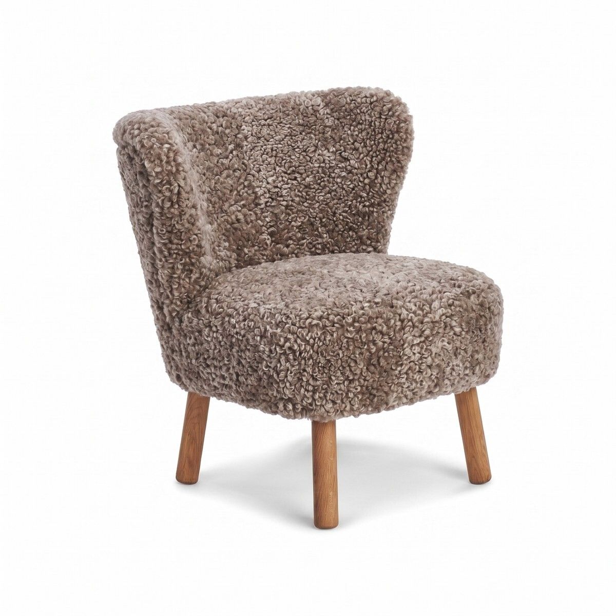 Fauteuil lounge Emily | Laine courte Cappuccino