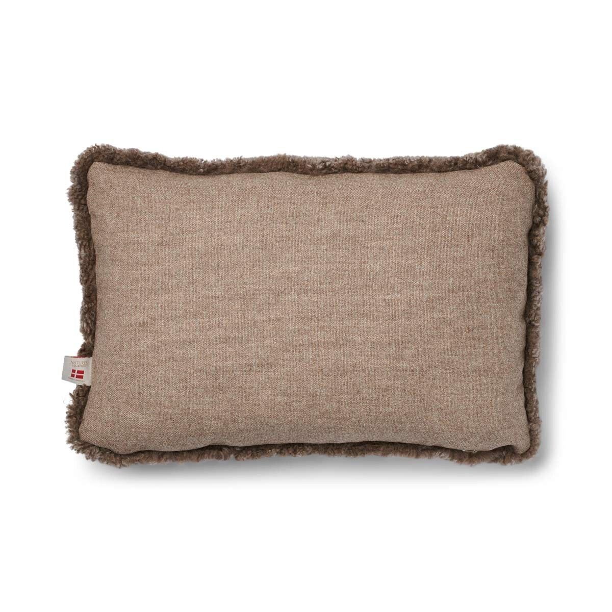 Coussin en laine courte de mouton Beige/Taupe